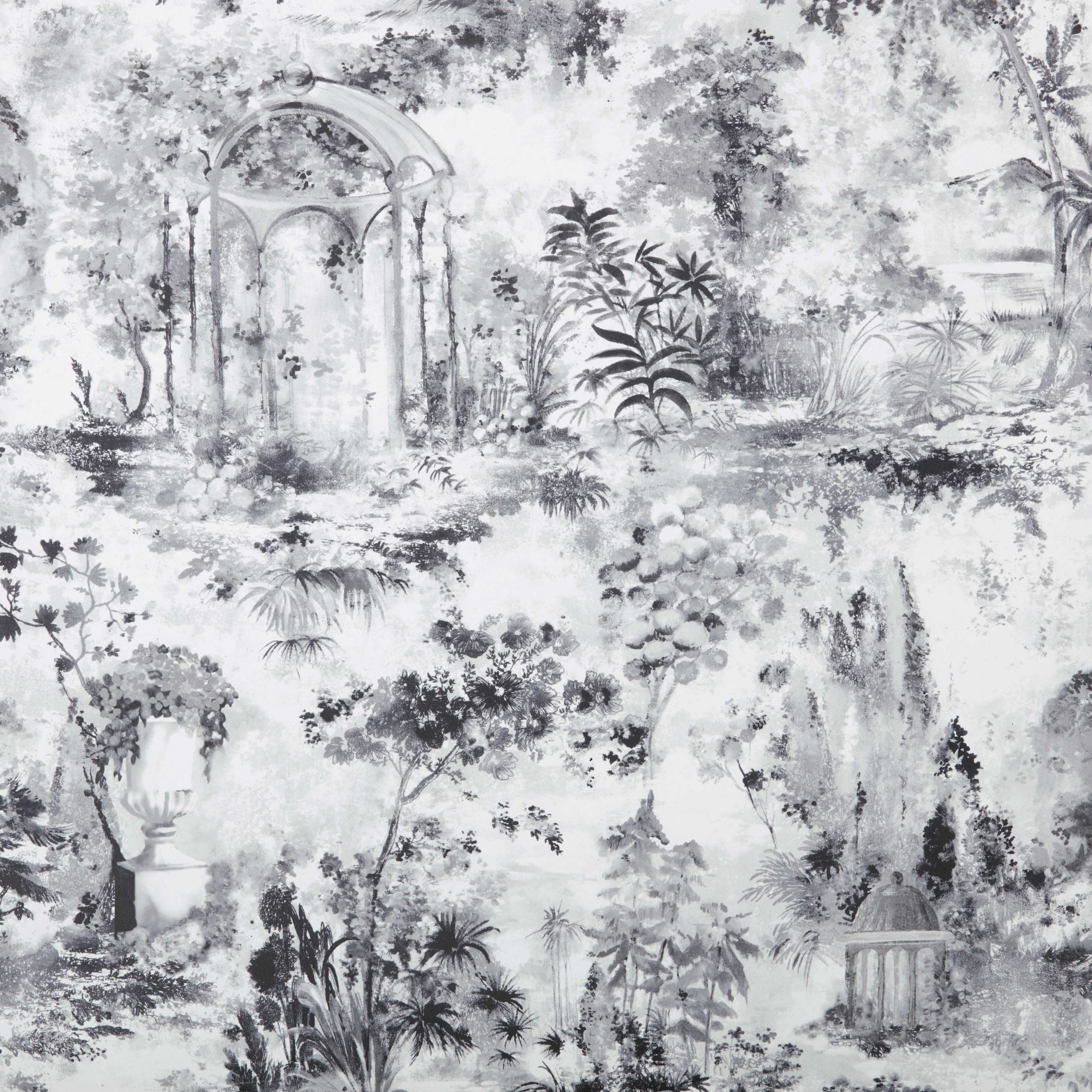 Pavilion Stone Grey Luxury Toile Wallpaper
