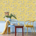 Rosemore Yellow Luxury Bird Wallpaper