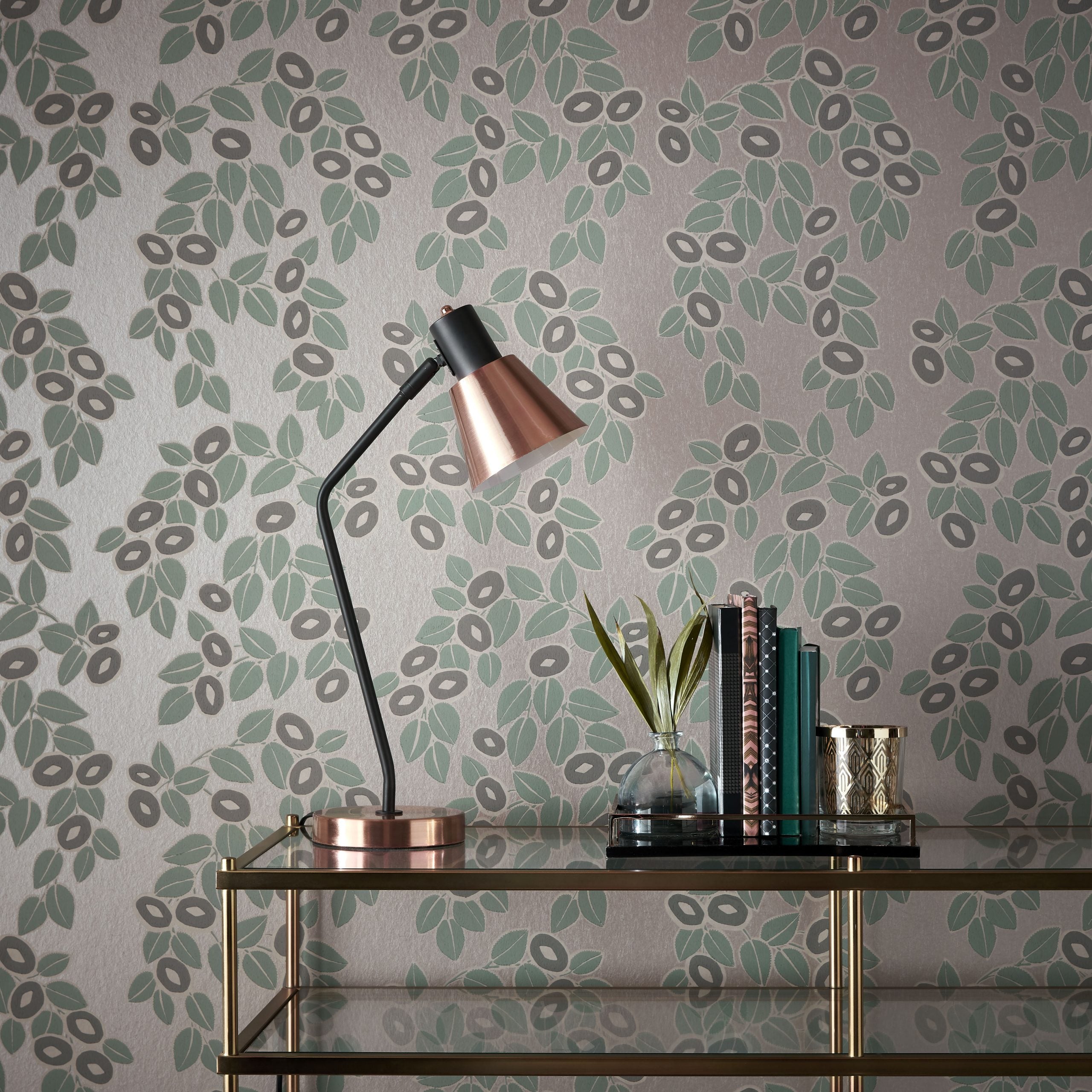 Rosetta Neo Mint Green Luxury Leaf Wallpaper