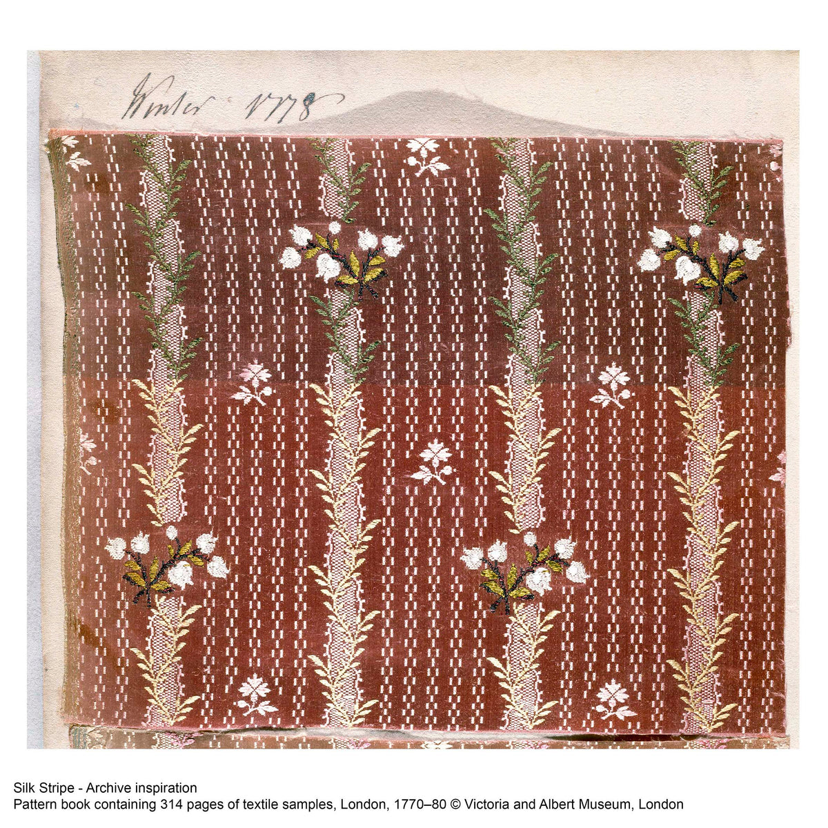 V&A Silk Stripe - Burnished Brown Wallpaper