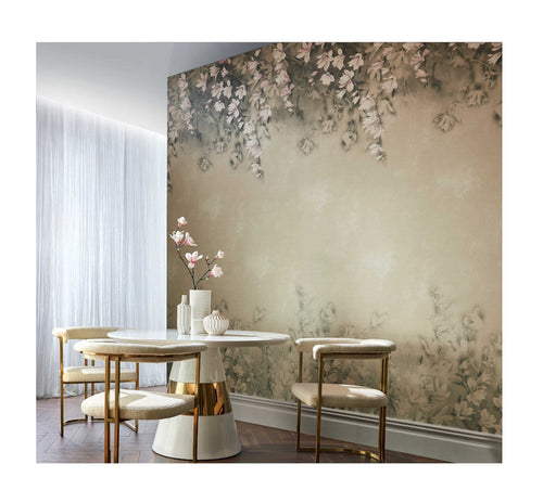 Trailing Magnolia Burnished Gold Luxury Floral Wall Mural