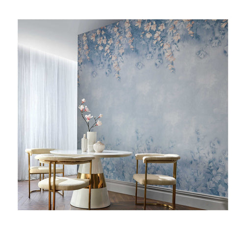 Trailing Magnolia Chambray Blue Luxury Floral Wall Mural