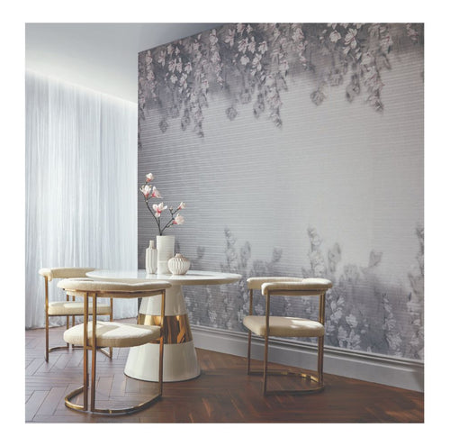Trailing Magnolia Mist Grey Luxury Floral Paperweave Mural